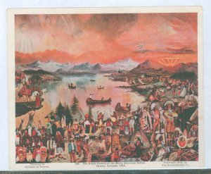 US  5 1/4 x 6 1/2 postcard, artist signed, the grand council of north american indians