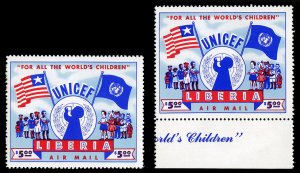 Liberia #C77 Cat$75, 1954 World Children, both large and small formats, never...