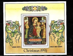 Penrhyn -Sc#415- id7-unused NH sheet-Christmas-Paintings-1992-