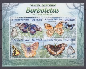 2013 Sao Tome and Principe 5070-5073KL Butterflies 10,00 €