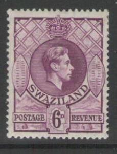 SWAZILAND SG34 1938 6d DEEP MAGENTA p13½x13 MTD MINT