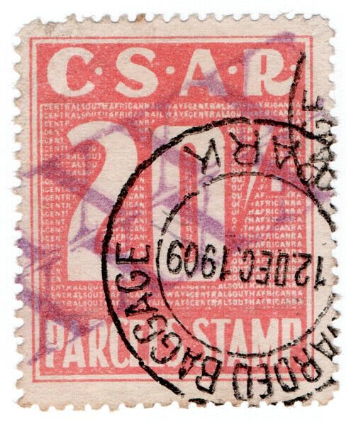 (I.B) Transvaal Railways : CSAR Parcel Stamp 20/- (large format)