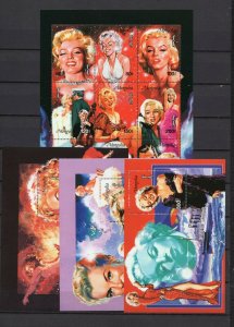 MONGOLIA 1995 MOVIES STAR MARILYN MONROE SHEET OF 9 STAMPS & 3 S/S MNH