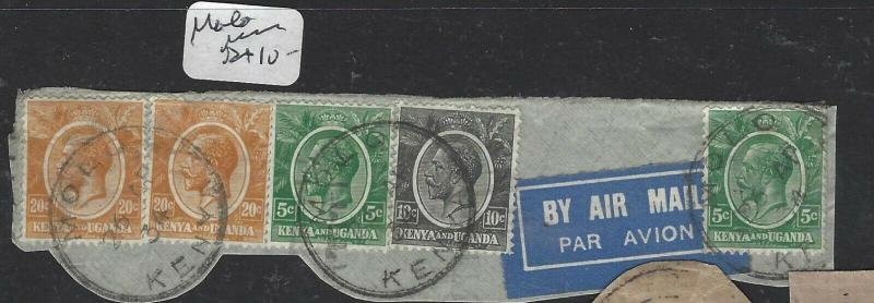 KENYA & UGANDA  (PP1904B)  KGV  5CX2+10C+20C PIECE MOLO CDS  VFU