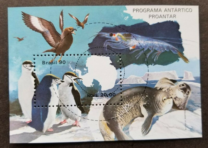 Brazil International Polar Year 1990 Penguin Bird Seal Fauna Prawn Marine MS MNH