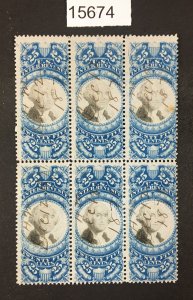 MOMEN: US STAMPS # R112 BLOCK OF 6 USED LOT #15674