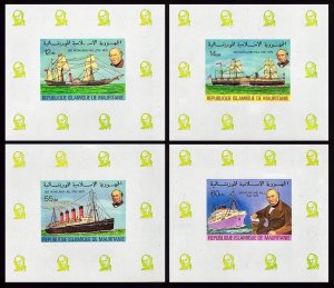Mauritania 1979 Sc#415/418 ROWLAND HILL/SHIPS 4 DELUXE Souvenir Sheets IMPERF.