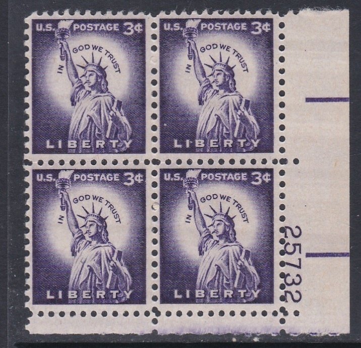 1035 Statue of Liberty Plate Block MNH