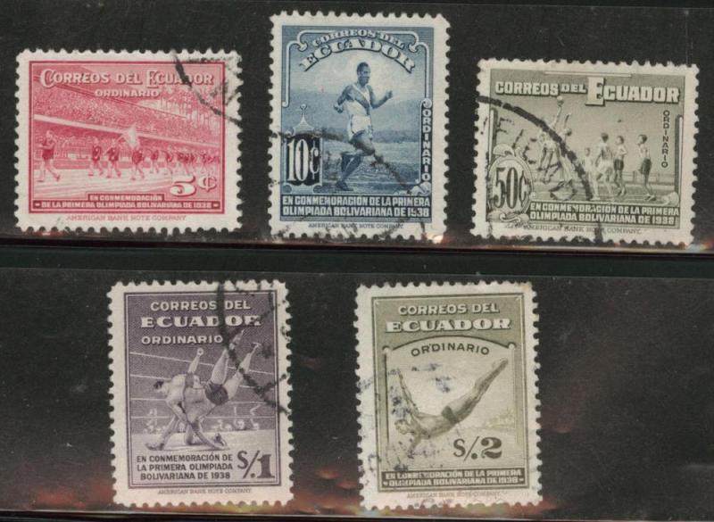 Ecuador Scott 377-381 used 1938 used stamp set