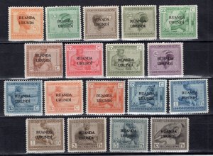 BELGIUM COLONY RUANDA URUNDI 1924-1926 PICTORIAL SET SCOTT 6-23 PERFECT MNH