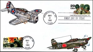 Scott 2765e,j- 29 Cents WWII Planes Larry Gassen LMG Hand Painted FDC 12/40