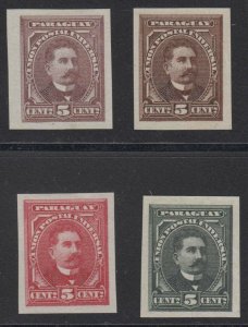 PARAGUAY 1888-91 UNISSUED H. URIARTE 5 Cents FOUR IMPERF PROOFS UNUSED FVF 