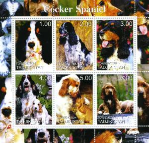 Tajikistan 2000 DOGS COCKER SPANIEL Sheet Perforated Mint (NH)
