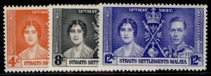 MALAYSIA - Straits Settlements GVI SG275-277, 1937 CORONATION set, LH MINT.