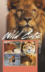 Ghana - Wild Cats of Africa- sheetlet of 4 MNH