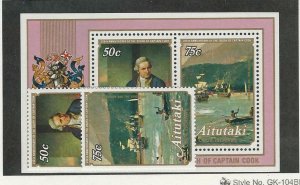 Aitutaki, Postage Stamp, #171-172a Mint NH, 1979 Captain Cook, Ship