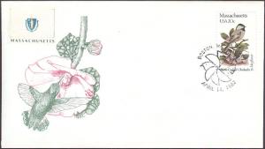 #1973 Massachusetts Birds - Flowers Bittings FDC