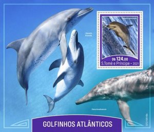 St Thomas - 2021 Atlantic Dolphins, Spotted - Stamp Souvenir Sheet - ST210516b