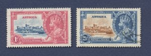 ANTIGUA - Scott 77 & 79 - used, very light cancel - Silver Jubilee - 1938