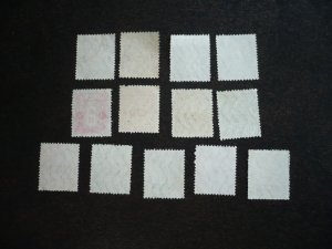 Stamps - Japan - Scott#127-133,137,139-141,143,145 - Used Part Set of 13 Stamps