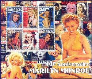 Benin 2002 Cinema Actress Marilyn Monroe Sheet MNH Private