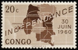 Congo Democratic Republic 356 - Mint-H - 20c Map / Independence (1960)