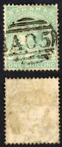 Bahamas SG44 1/- Green Perf 14 Wmk Crown CA Used