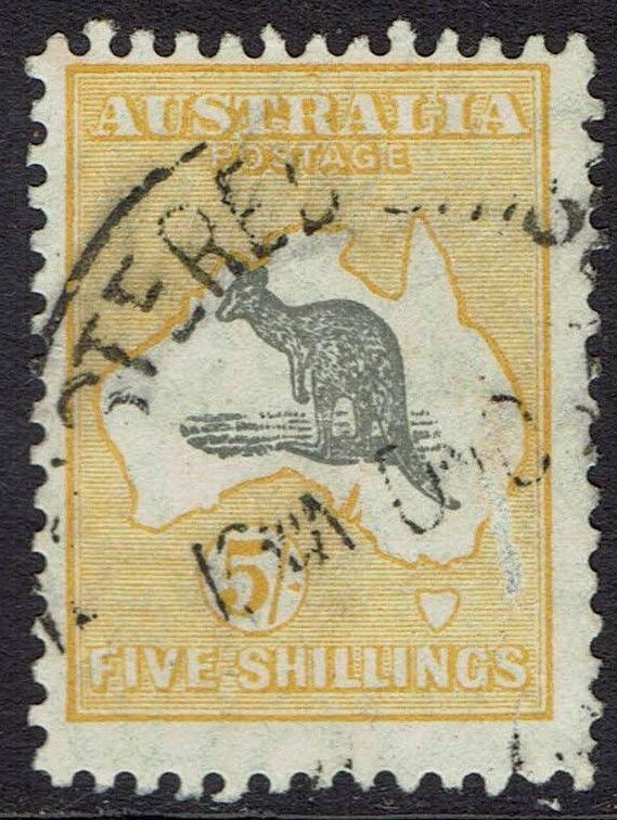 AUSTRALIA 1926 KANGAROO 5/- SMALL MULTI WMK USED 