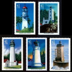 #4146-4150 41c Pacific Lighthouses, Singles, Mint **ANY 5=FREE SHIPPING**