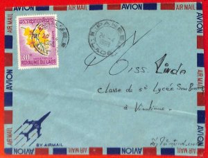 aa6361 - LAOS - postal history - AIRMAIL LETTER by PAKSE 1968 Orchids-