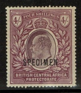British Central Africa 1903 KE-VII, 4/sh, Sc # 66,VF Mint Hinged* (R-4) 