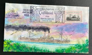 1998 Newport VA USA Hand Painted Cover Spanish American War Centenary FDc