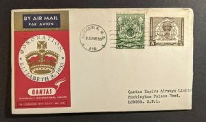 1953 Karachi RMS Pakistan Coronation Airmail Cover to London England