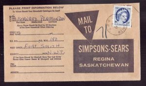 Canada-cover #8732 - 5c Wilding on Simpsons-Sears Regina mail order envelope -