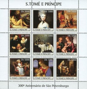 SAO TOME - 2003 - St. Petersburg, 300th Anniv - Perf 9v Sheet -Mint Never Hinged