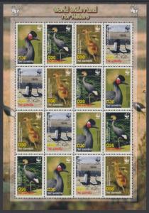 XG-BA431 GAMBIA IND - Wwf, 2006 Birds, Black-Crowned-Crane, 4 Sets MNH Sheet