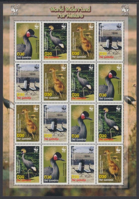 XG-BA431 GAMBIA IND - Wwf, 2006 Birds, Black-Crowned-Crane, 4 Sets MNH Sheet