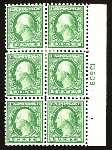 U.S. #543 MINT PL# Block OG HR
