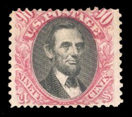 United States, 1869 Pictorials #122 Cat$4,000, 1869 90c carmine and black, un...