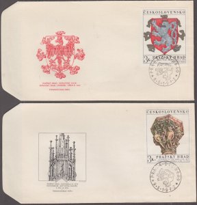 CZECHOSLOVAKIA Sc # 1817-8 FDC SET of 2 COMPLETE COAT of ARMS, RELIGION
