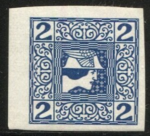 AUSTRIA 1908  Sc P15  Mercury Newspaper stamp 2h MLH, VF on chalky paper