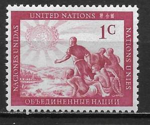 United Nations 1, 1c 1951 Definitives single MNH