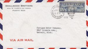 1935, Puerto Rico to Detroit, MI, Airmail (11066)