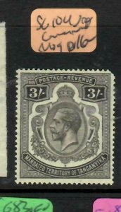 TANGANYIKA  (P2305B)  KGV  3/-  SG 104  UR CORNER ROUNDED MOG