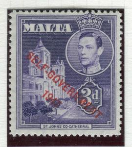 MALTA;1947 early GVI SELF GOVT issue fine Mint hinged 3d. value