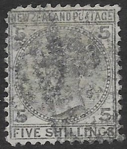 New Zealand 60   1878   five shilling fine used ( pulled perf top left )