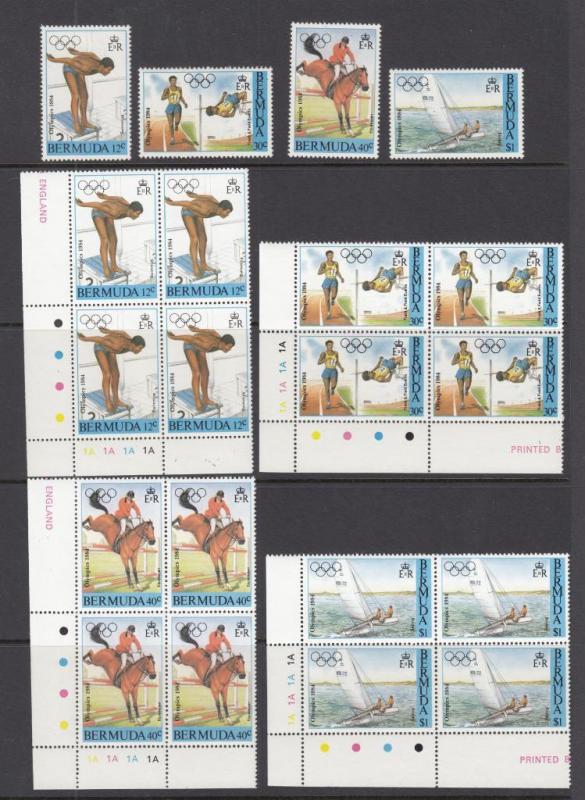 BERMUDA # 453-460+478-481 VF-MNH TRAFFIC LIGHTS PLATE BLOCKS +SINGLES CV $108+