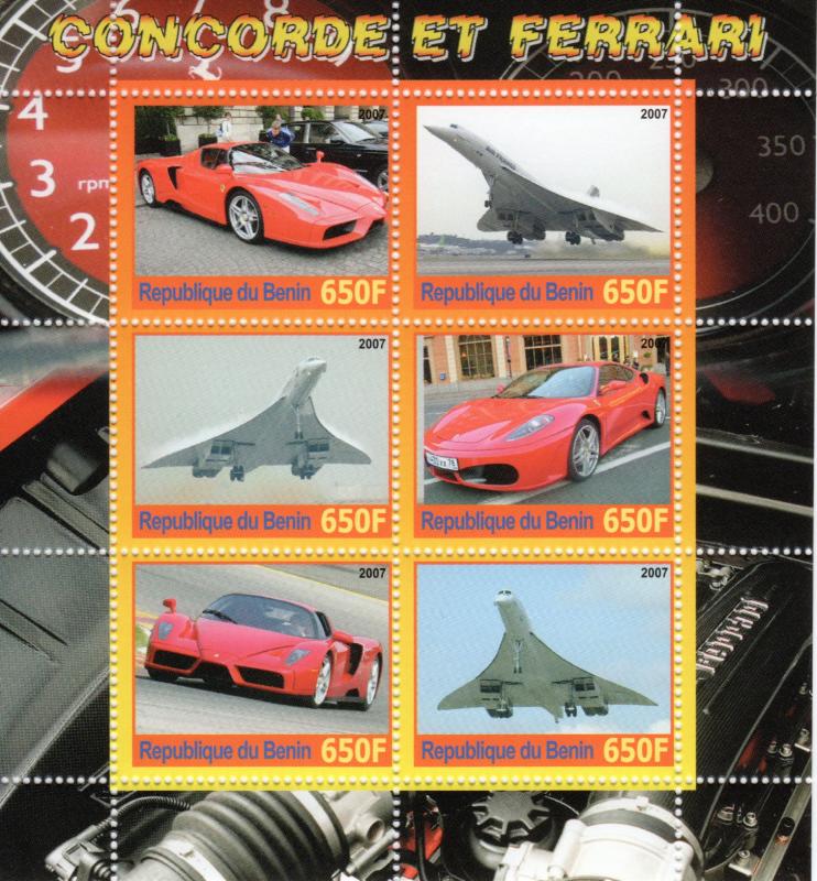 Benin 2007 CONCORDE & FERRARI Sheetlet #2 (6) Perforated MNH