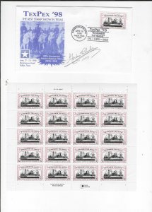 US 3192 Remember the Maine 32¢ Stamp Sheet + FDC dallas