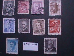 ​CZECHOSLOVAKIA 10 DIFFERENTS-FAMOUS PERSONS -USED STAMPS- VERY FINE- CES-50